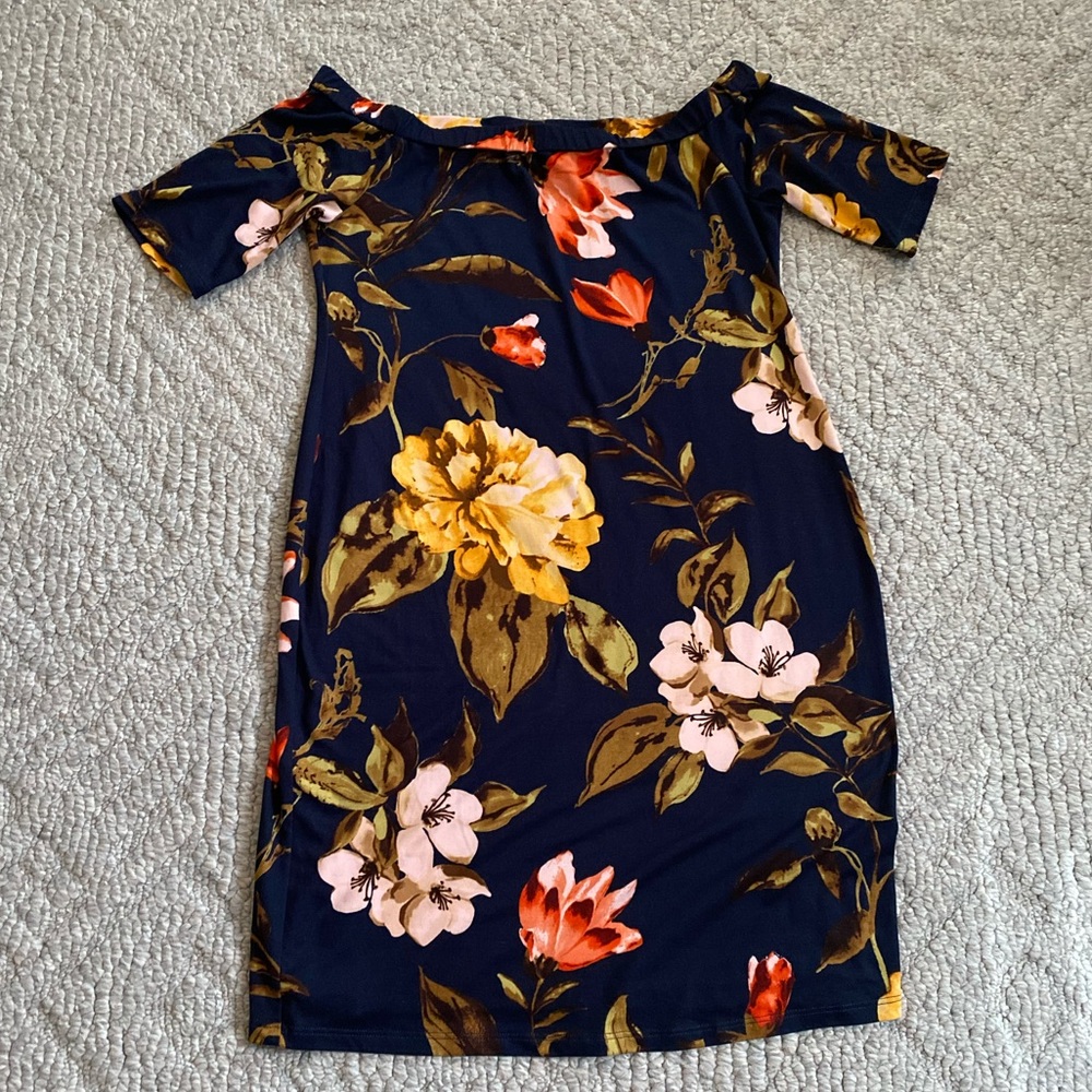 Maternity short sleeve, off-shoulder dress